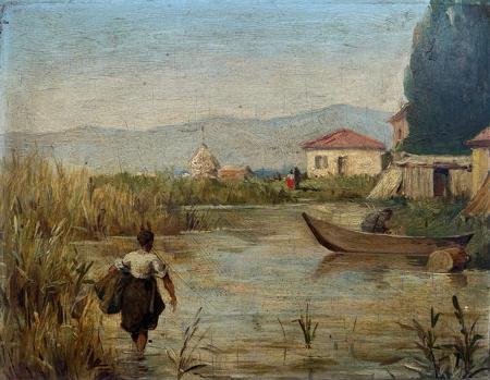 Art work by Giuseppe Capineri Paesaggio - oil table 